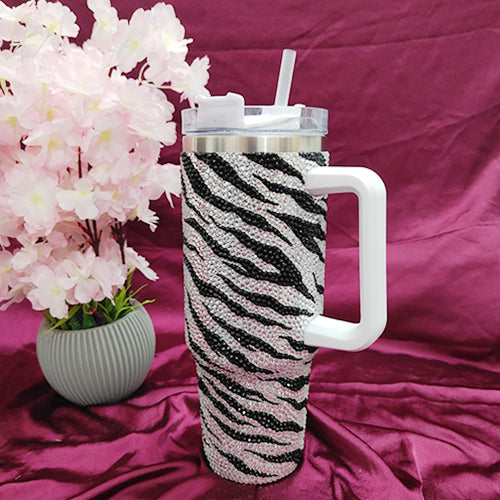 Tiger Print Rhinestone Tumbler (1200 ML)