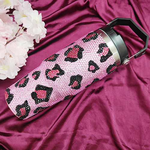 Leopard Print Rhinestone Tumbler (900ML)