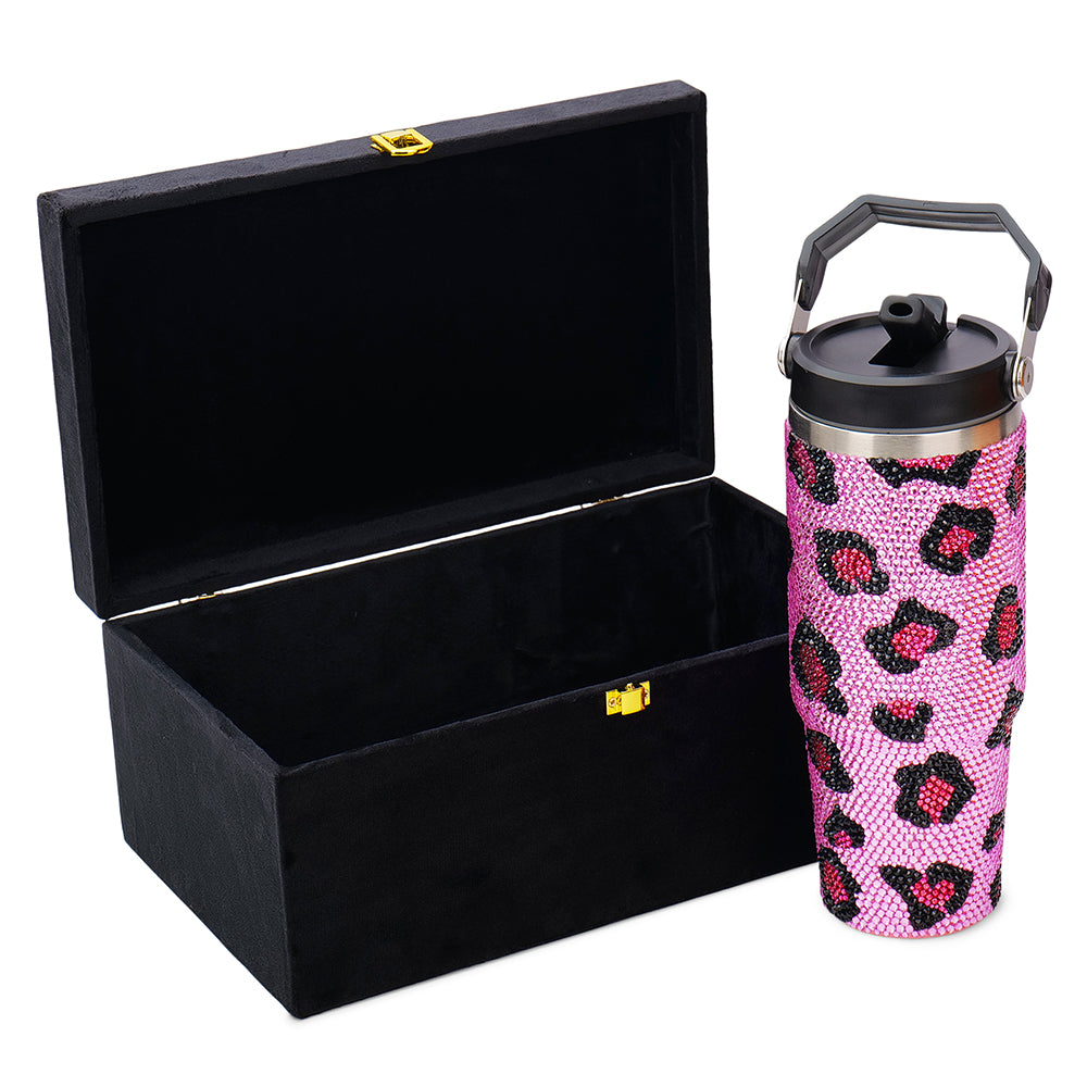 Leopard Print Rhinestone Tumbler (900ML)