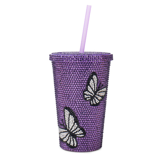 Butterfly Rhinestone Water Sipper (500 ML)