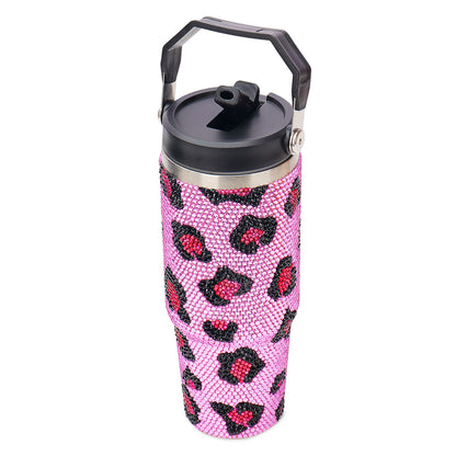 Leopard Print Rhinestone Tumbler (900ML)