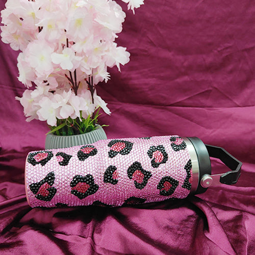 Leopard Print Rhinestone Tumbler (900ML)