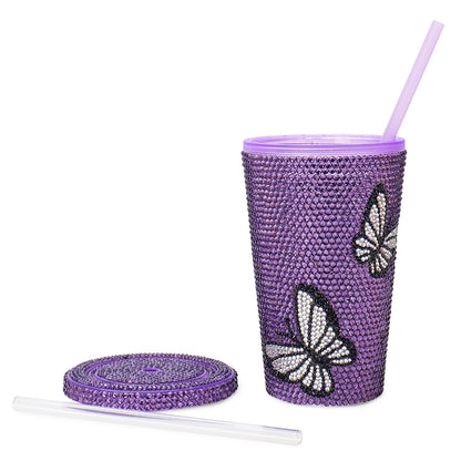 Butterfly Rhinestone Water Sipper (500 ML)