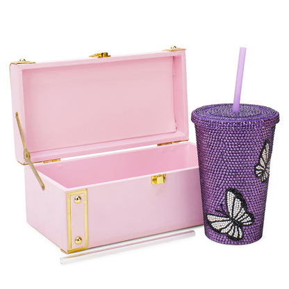 Butterfly Rhinestone Water Sipper (500 ML)