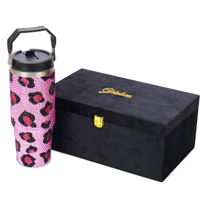 Leopard Print Rhinestone Tumbler (900ML)