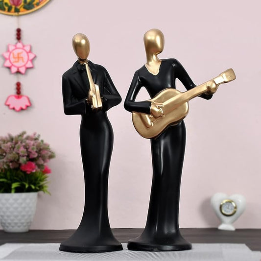 Glitzlives Musical Lady Playing Guitar and Clarinet Showpiece for Home Decor Living Room