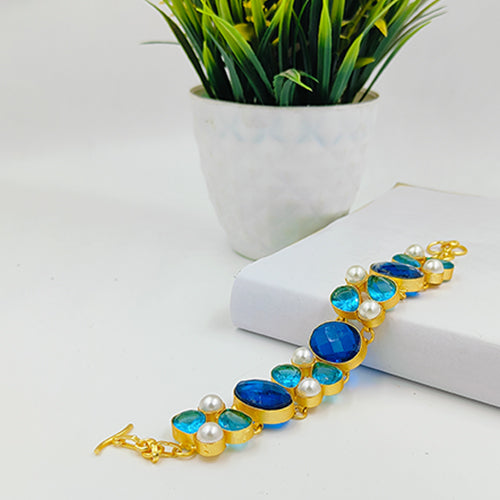 Natural Crystal Stone Bracelet (Blue)