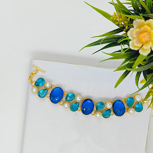 Natural Crystal Stone Bracelet (Blue)