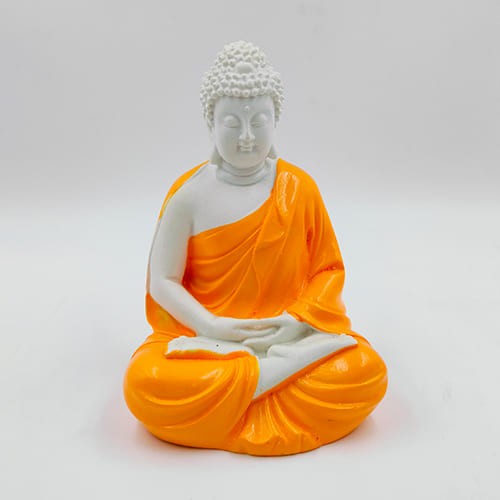 Gautam Buddha Meditation Figurine Ornage/White