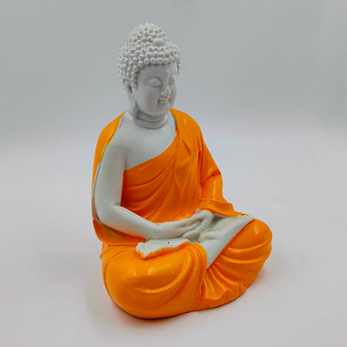 Gautam Buddha Meditation Figurine Ornage/White