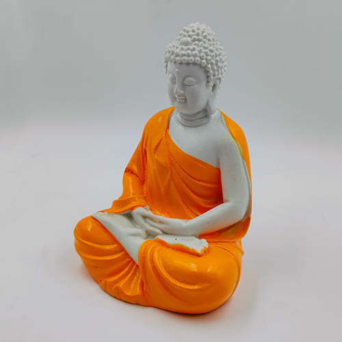 Gautam Buddha Meditation Figurine Ornage/White