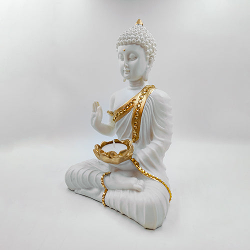 Gautam Buddha Handmade Figurine With T-Light Holder