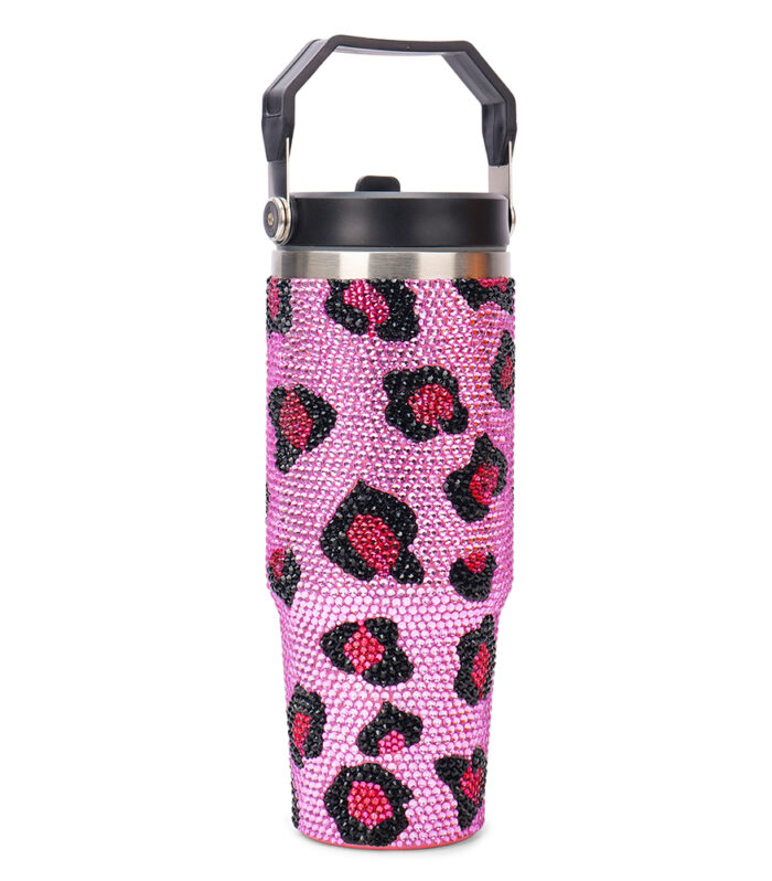 Leopard Print Rhinestone Tumbler (900ML)