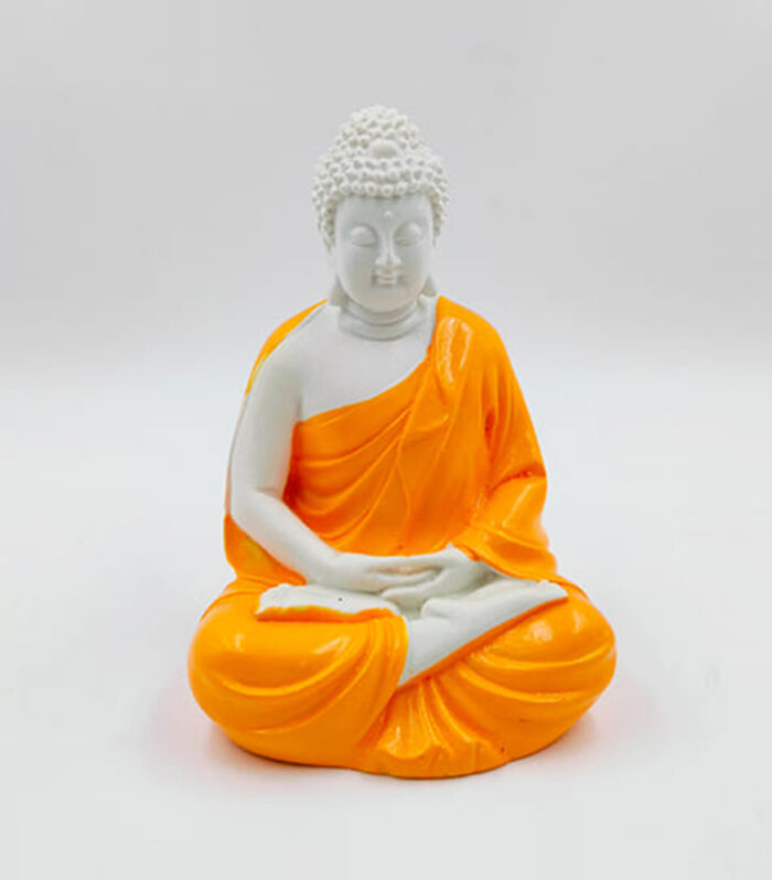 Gautam Buddha Meditation Figurine Ornage/White