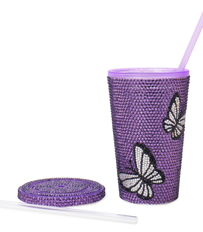 Butterfly Rhinestone Water Sipper (500 ML)