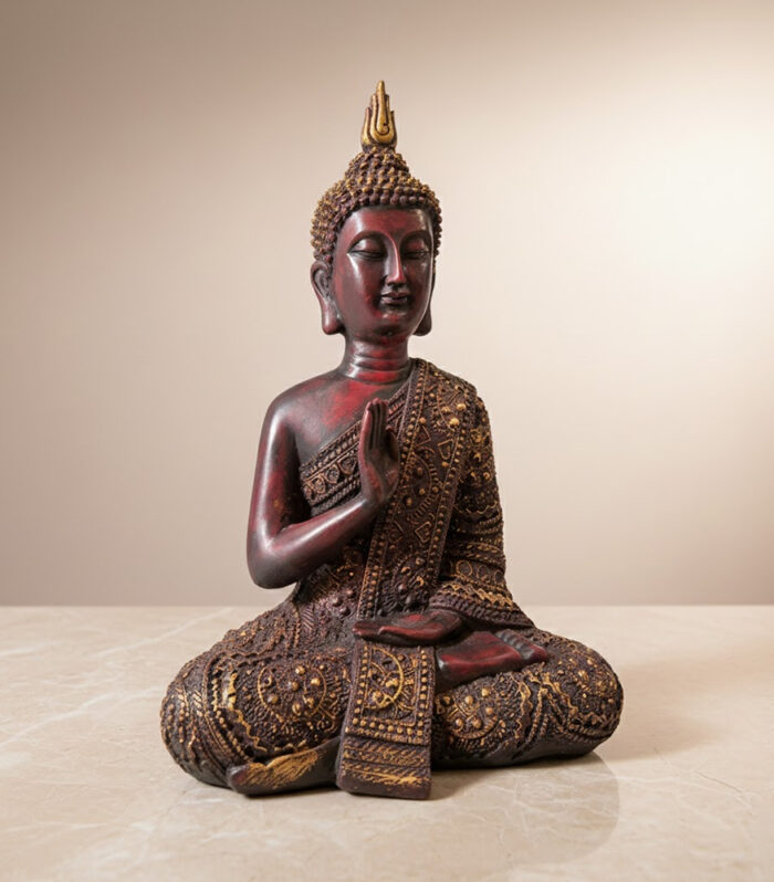 Antique Red Buddha Meditation-B102