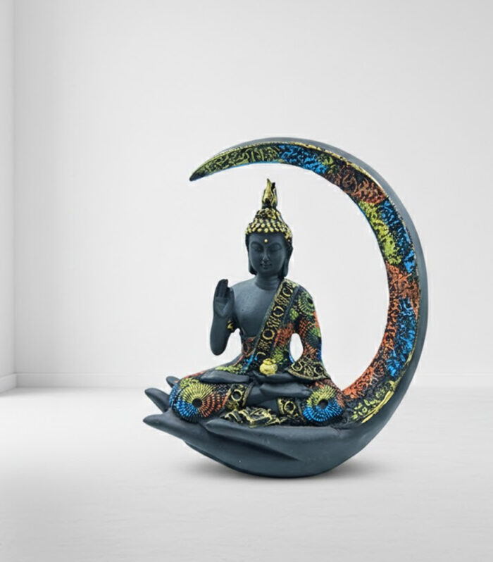 Half Moon Meditation Buddha Blue-H122