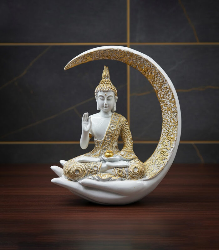 Half Moon Meditation Buddha Blue-H123